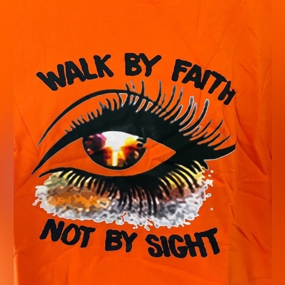 Walk By Faith Not By Sight Orange T Shirt Size 3XL New - Picture 2 of 4